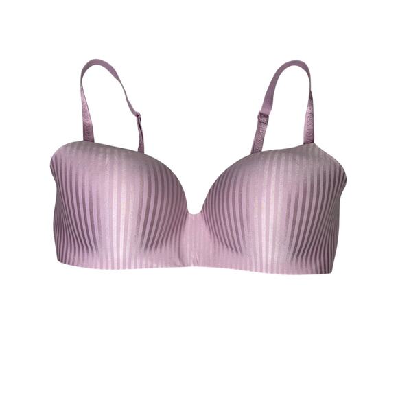 Victoria’s Secret T-Shirt Lightly Lined Wireless Bra Lavender Stripe Size 36DD - Picture 1 of 8